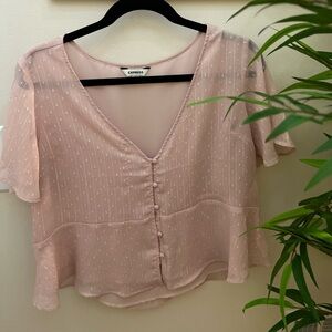 Express Pale Pink Sheer Women's Top, Size M